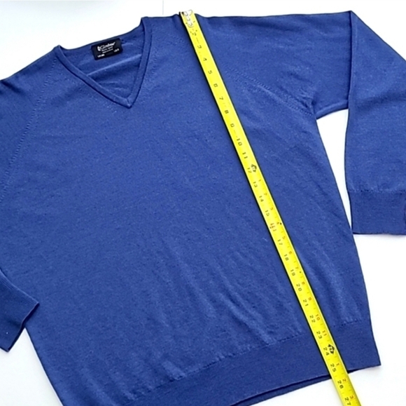 Glenbrae Men's Blue Merino Spirol V Neck Pullover Sweater  Made in UK Size Small - Picture 10 of 13